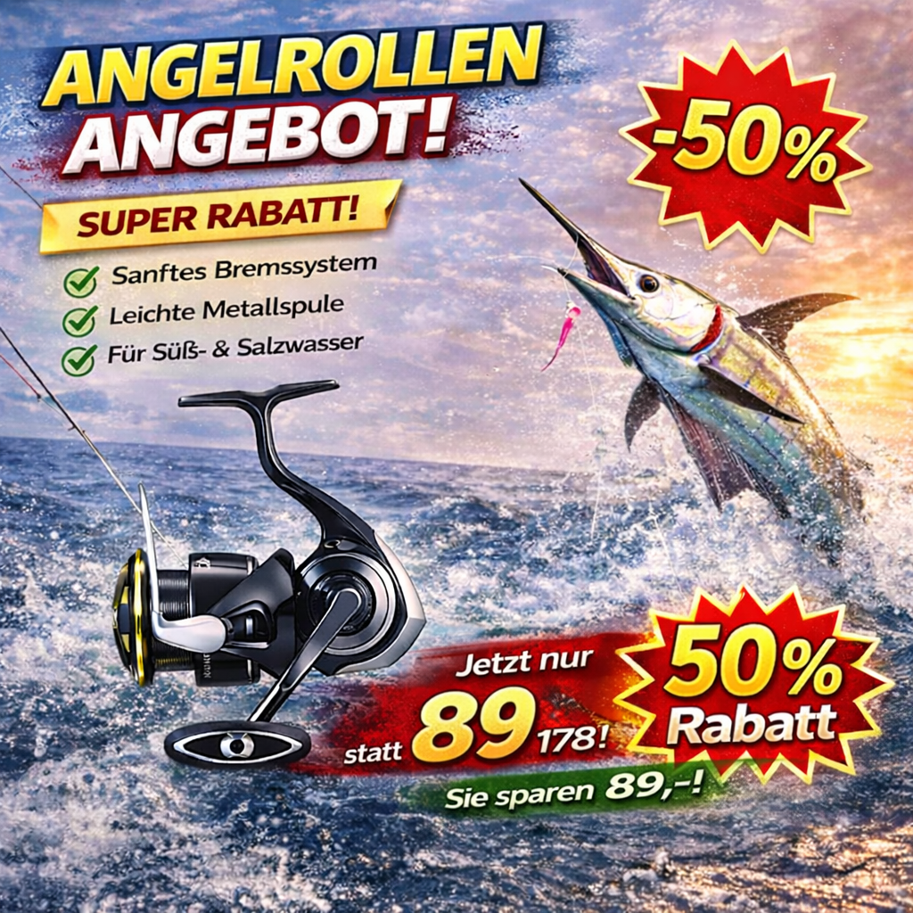 Meeres-Spinnrolle für weite Würfdistanzen, ruhiger Lauf, stabile Konstruktion und geeignet für anspruchsvolles Angeln