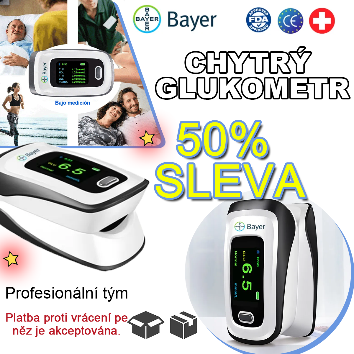 【12 v 1】 Nejnovější neinvazivní inteligentní glukometr od společnosti Bayer