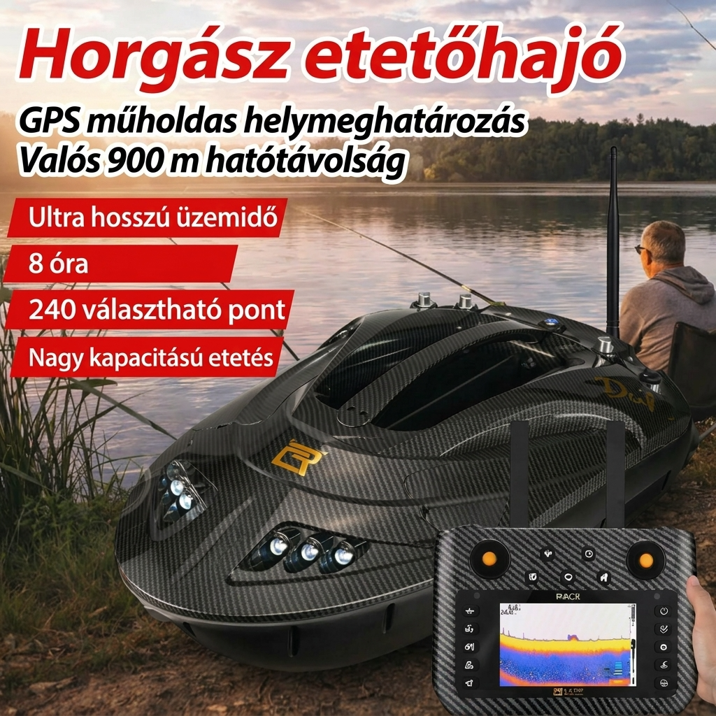 GPS etetőhajó pontos navigációval, beépített halradarral, automatikus etetéssel és visszatéréssel, könnyű halkereséssel és nagyobb fogási sikerrel 2️⃣