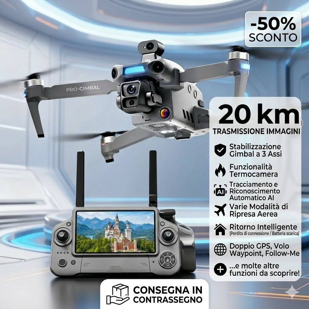 Drone termico professionale con telecamera 4K, infrarossi e GPS, per caccia, sicurezza e industria