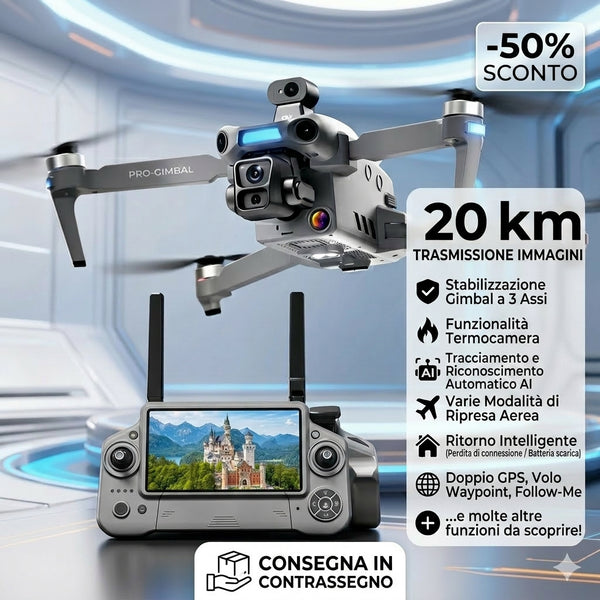Drone termico professionale con telecamera 4K, infrarossi e GPS, per caccia, sicurezza e industria