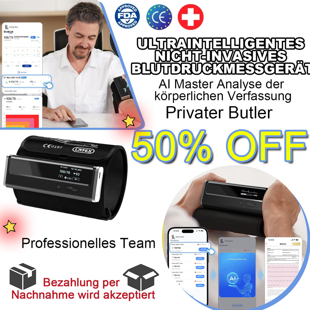 Blutzuckermessgerät 12-in-1 für Zuhause – Blutdruck, SpO₂, Herzfrequenz, Harnsäure & Blutfette