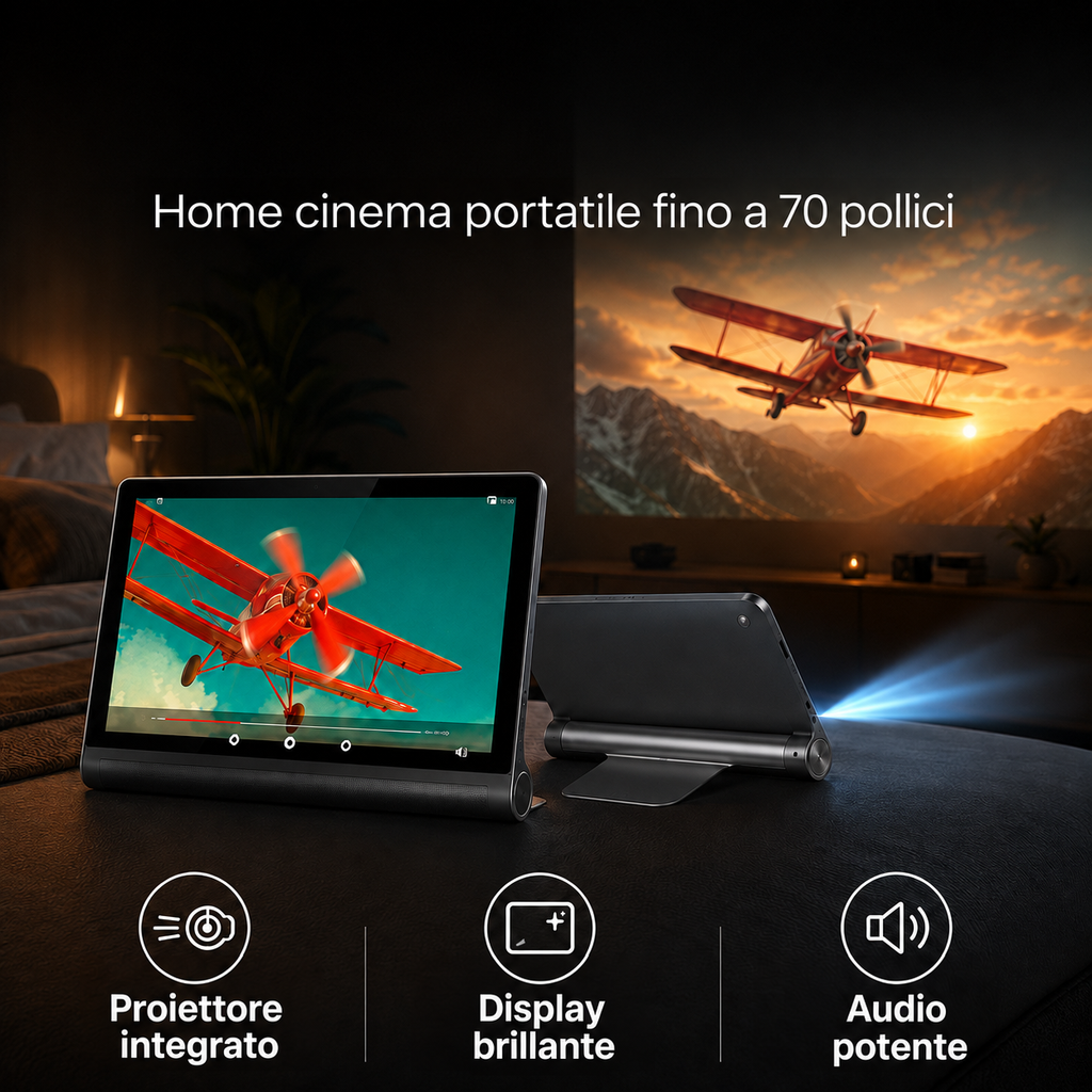 Tablet multimediale da 10,1″ con proiettore