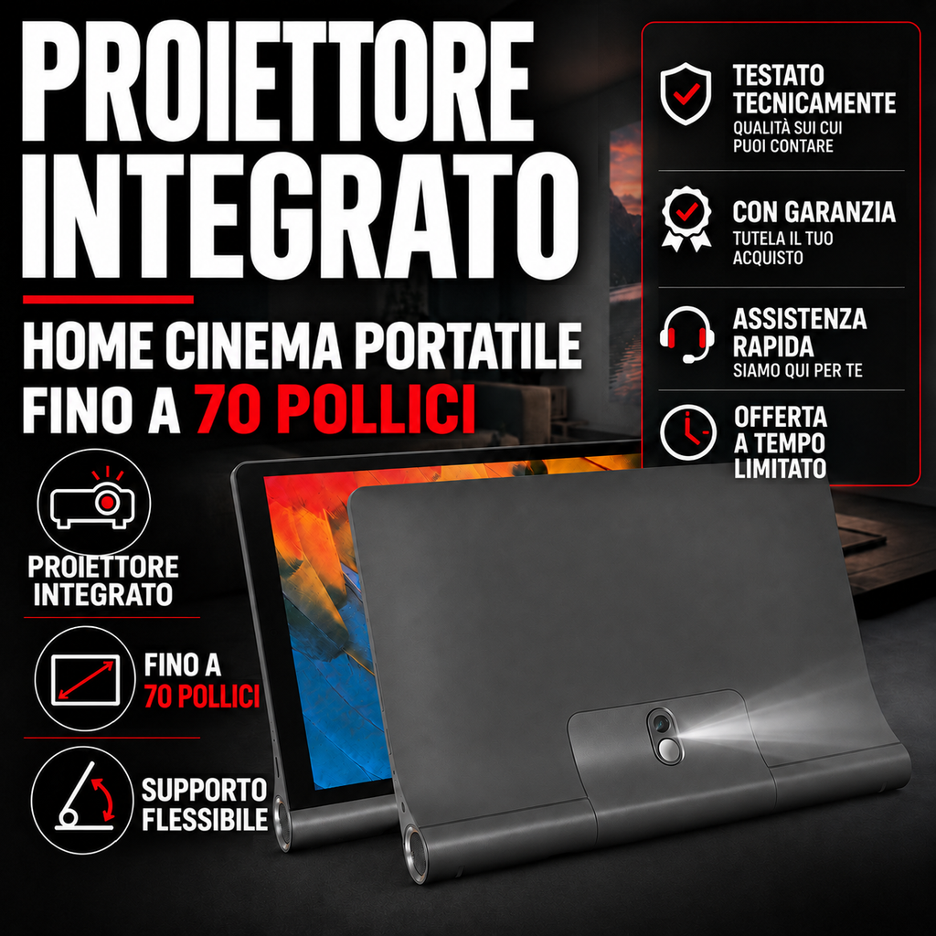 Tablet multimediale da 10,1″ con proiettore
